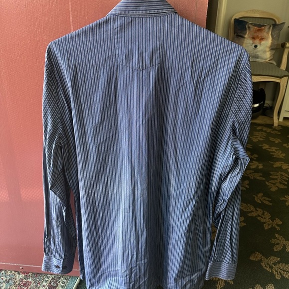 HUGO Men's Navy Pinstripe Dress Shirt - Picture 2 of 5